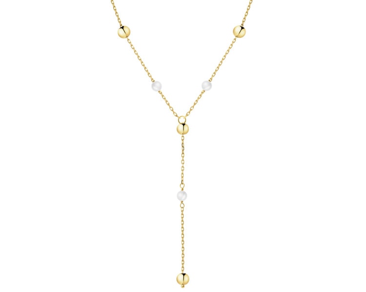 14 K Yellow Gold Necklace with Pearl