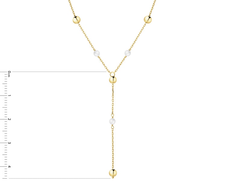 Złoty naszyjnik z perłami - kulki