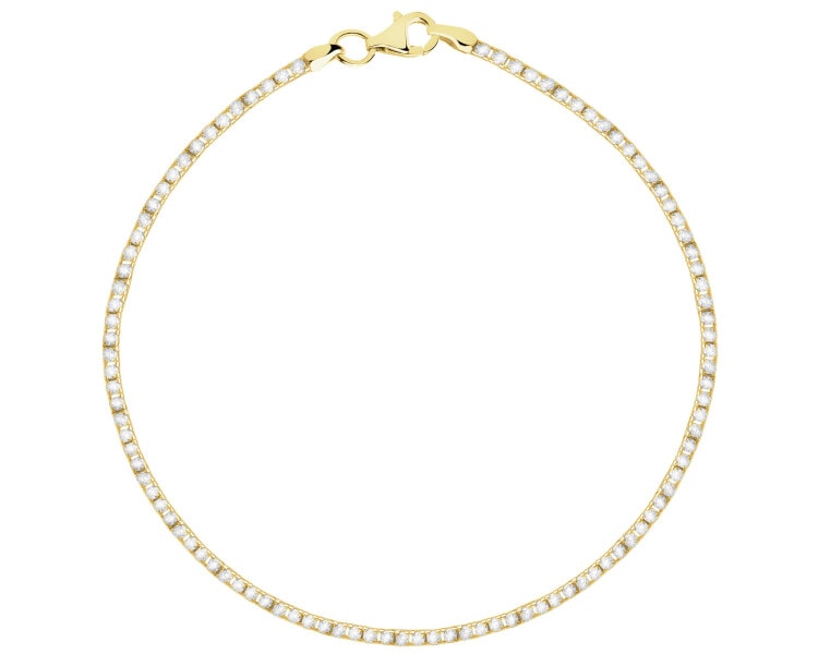 14 K Yellow Gold Tennis Bracelet with Cubic Zirconia