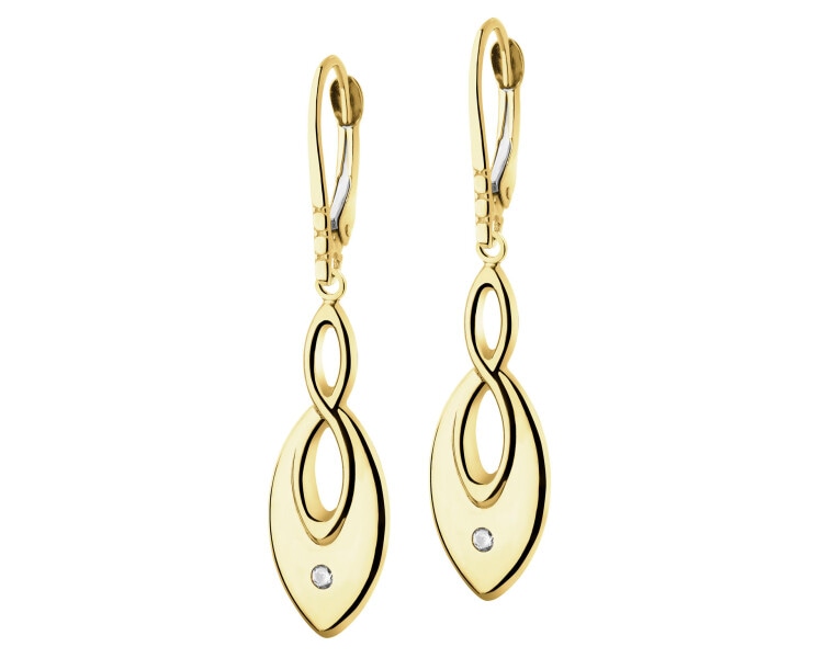 14 K Yellow Gold Dangling Earring with Cubic Zirconia