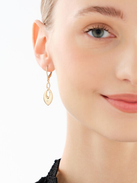 14 K Yellow Gold Dangling Earring with Cubic Zirconia