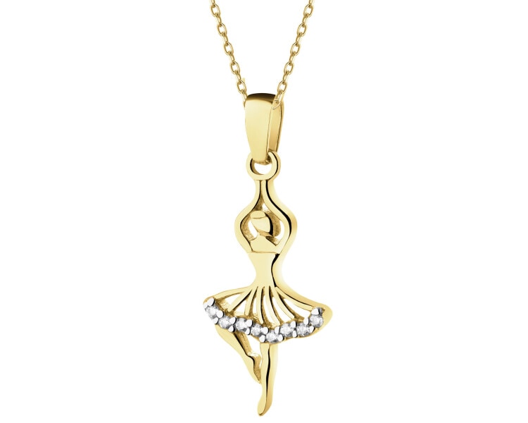 Złota zawieszka z cyrkoniami - baletnica
