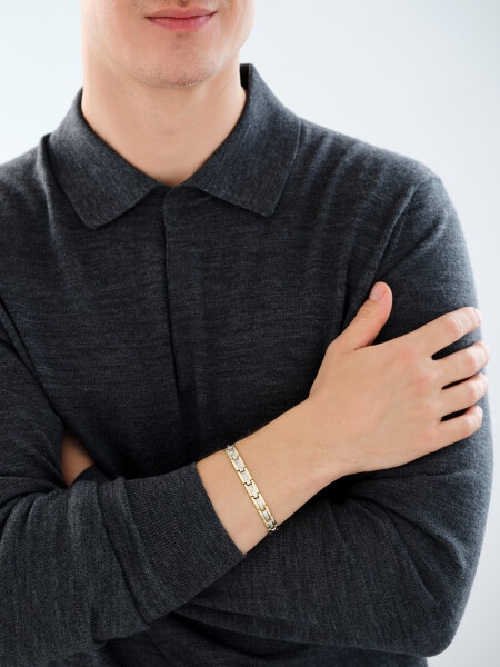 14 K Rhodium-Plated Yellow Gold Bracelet