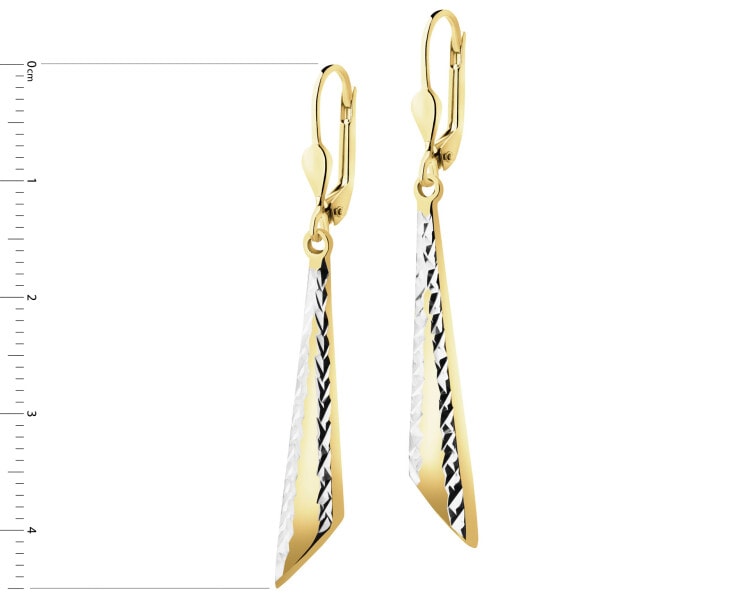 9 K Rhodium-Plated Yellow Gold Dangling Earring