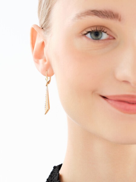 9 K Rhodium-Plated Yellow Gold Dangling Earring