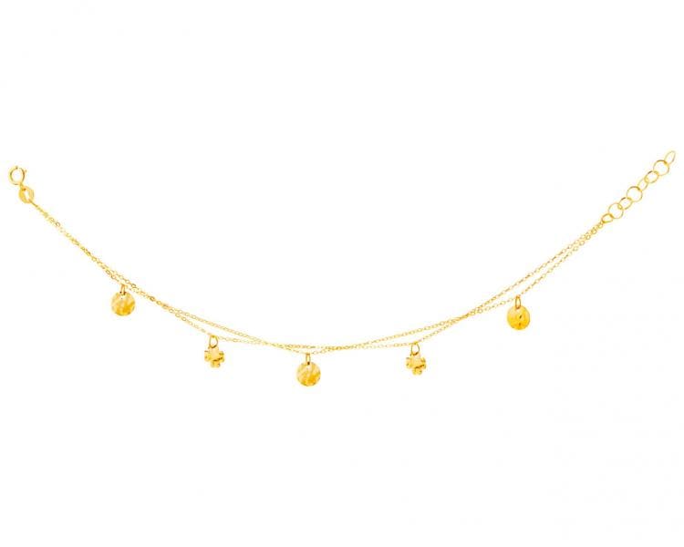 Zlatý náramek, anker - kroužky, čtyřlístky