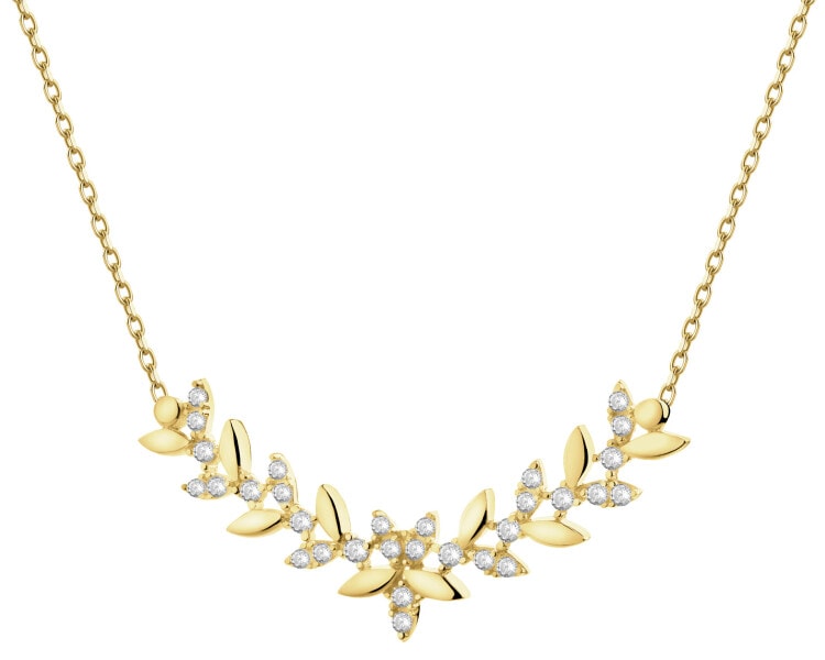 9 K Yellow Gold Necklace with Cubic Zirconia