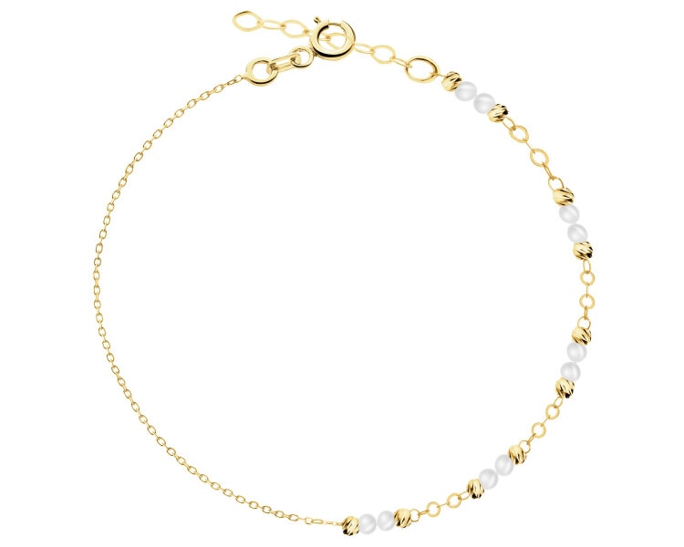 8 K Yellow Gold Bracelet with Pearl Of Majorca