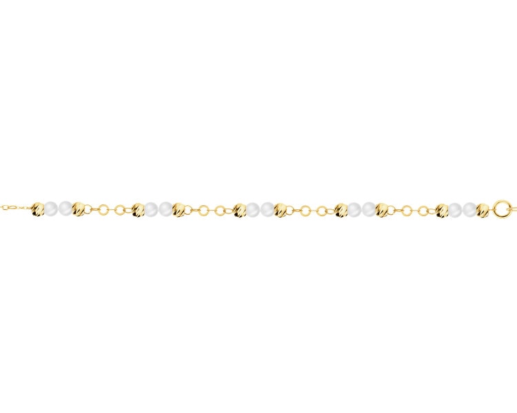 8 K Yellow Gold Bracelet with Pearl Of Majorca