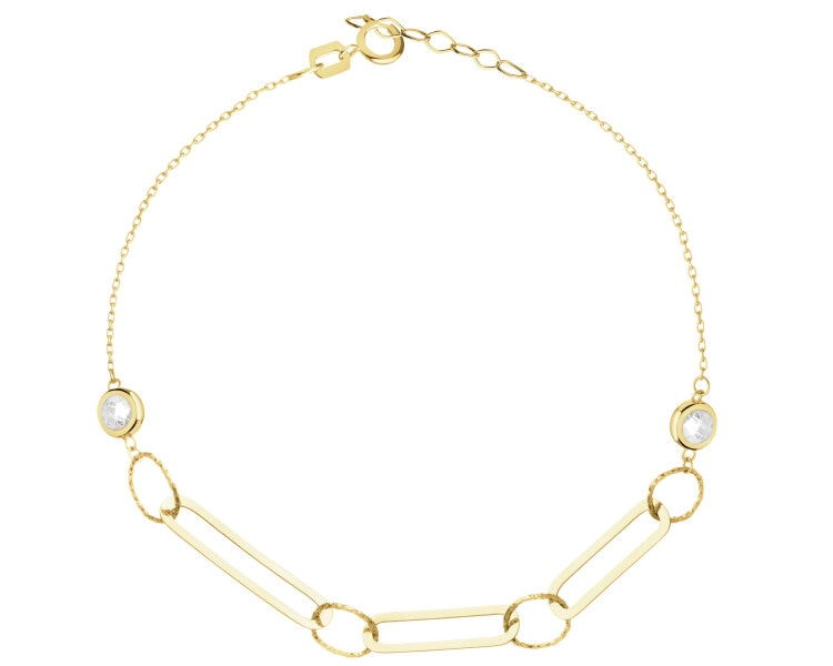 8 K Yellow Gold Bracelet with Cubic Zirconia