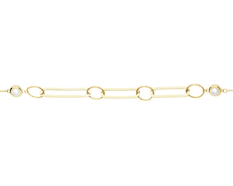8 K Yellow Gold Bracelet with Cubic Zirconia