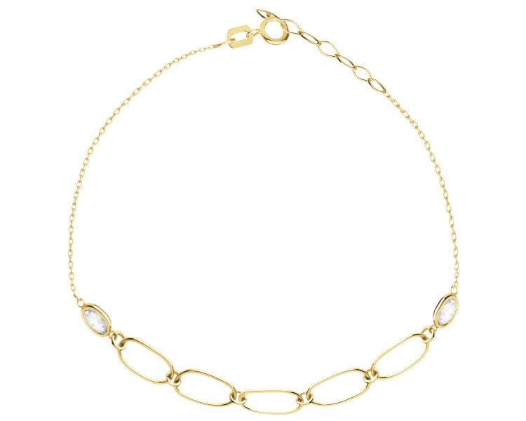 8 K Yellow Gold Bracelet with Cubic Zirconia