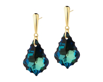 ひみ Złote kolczyki z turkusami syntetycznymi - Nr wzoru AP533