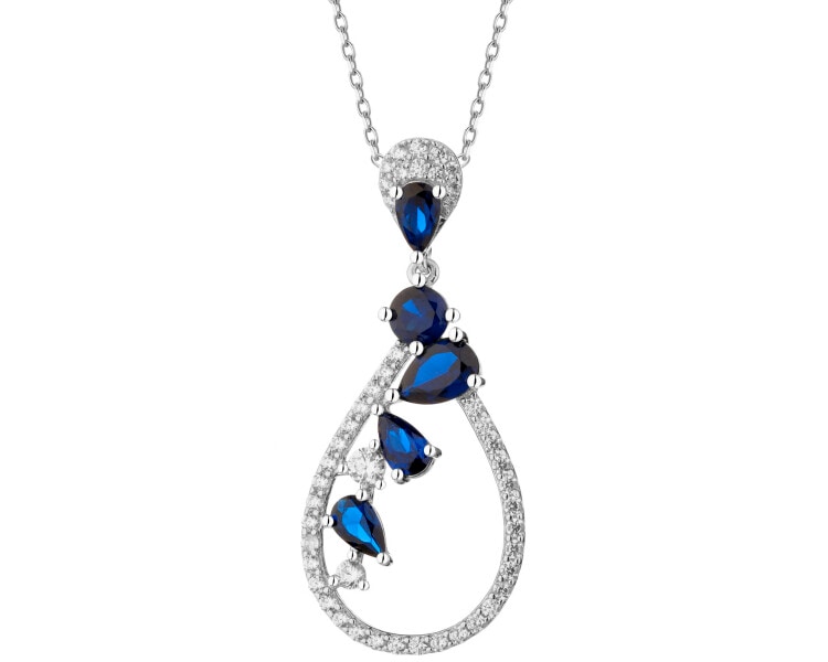 Rhodium Plated Silver Pendant with Cubic Zirconia