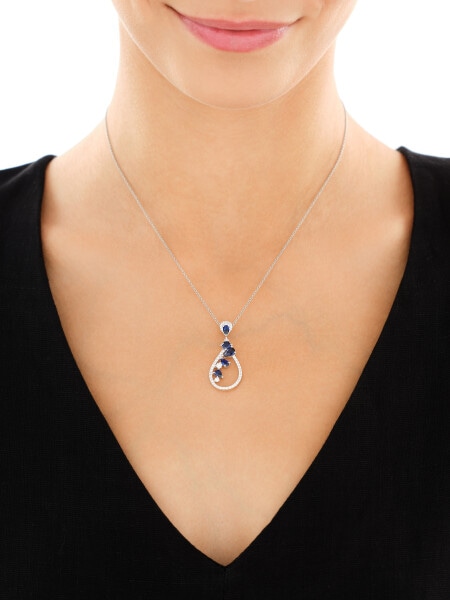 Rhodium Plated Silver Pendant with Cubic Zirconia