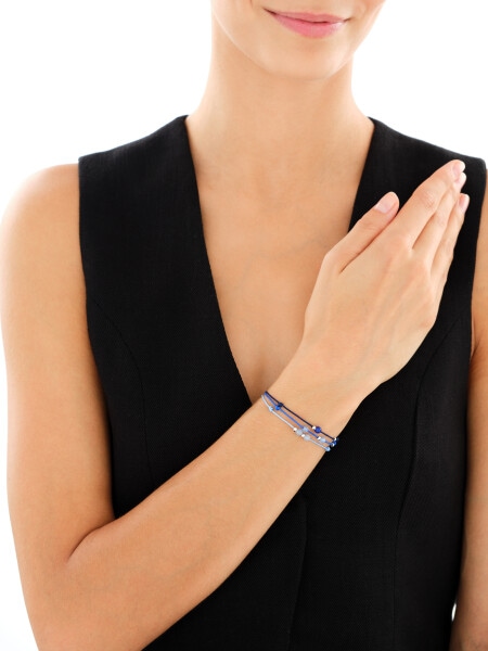 Náramek s prvky ze stříbra a kameny chalcedonu - kuličky