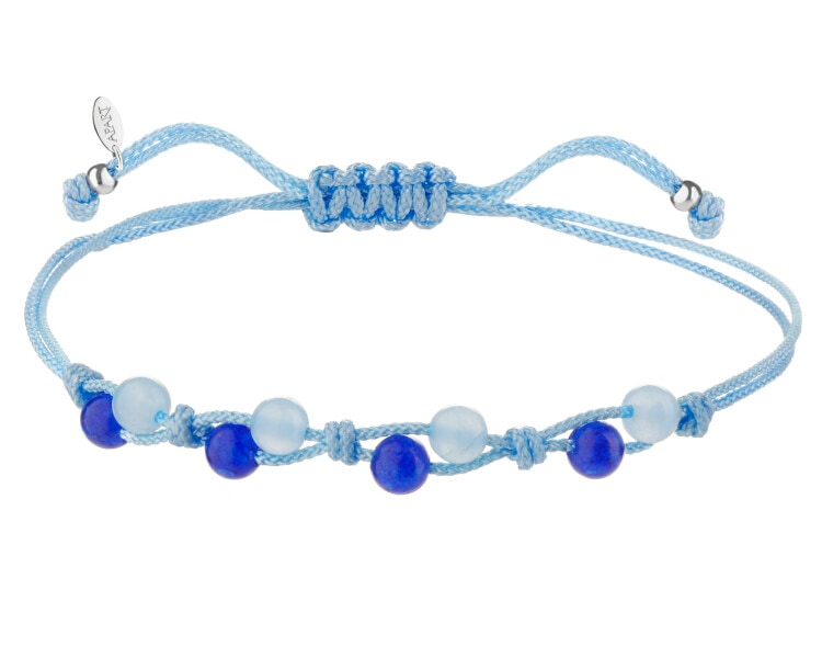 Rhodium Plated Silver Bracelet with Chalcedony