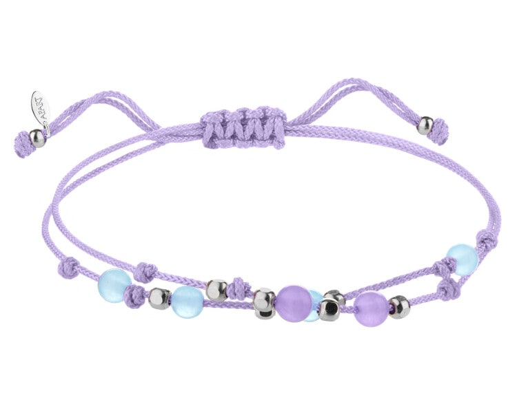 Rhodium Plated Silver Bracelet with Chalcedony