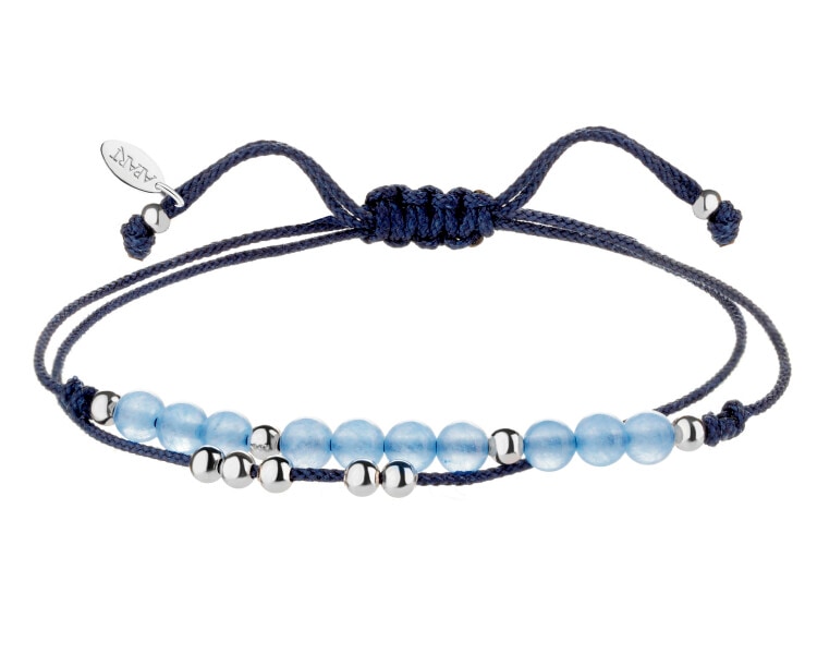 Rhodium Plated Silver Bracelet with Chalcedony