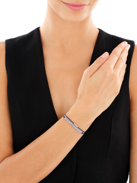 Rhodium Plated Silver Bracelet with Chalcedony