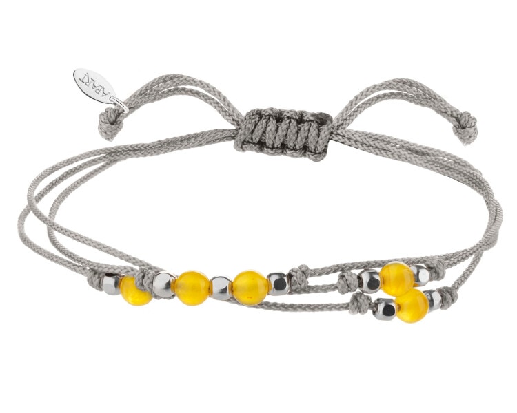 Rhodium Plated Silver Bracelet with Chalcedony