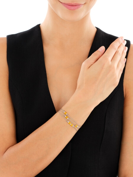 Rhodium Plated Silver Bracelet with Chalcedony