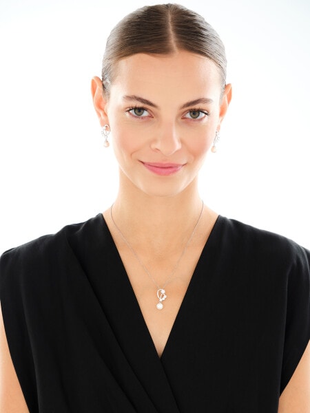 Rhodium Plated Silver Pendant with Pearl