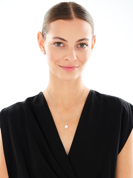 Rhodium Plated Silver Pendant with Pearl