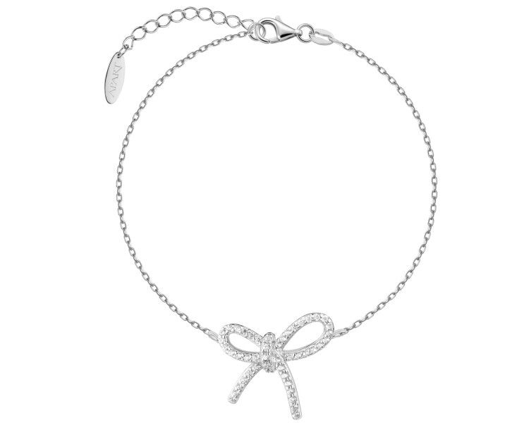 Rhodium Plated Silver Bracelet with Cubic Zirconia