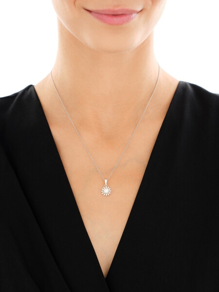 Rhodium Plated Silver Pendant with Pearl