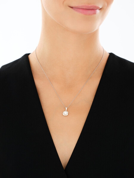 Rhodium Plated Silver Pendant with Pearl