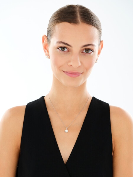 Rhodium Plated Silver Earrings with Pearl