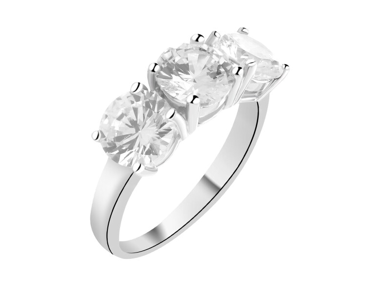 Rhodium Plated Silver Ring with Cubic Zirconia