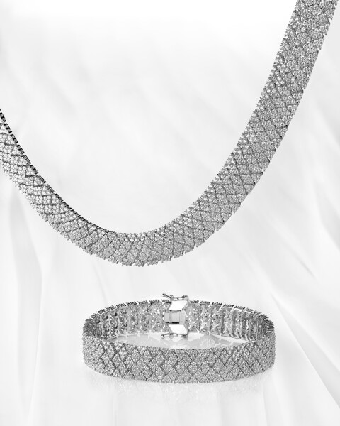 Gold-Plated Silver Necklace with Glass