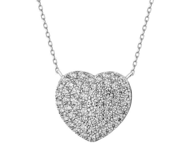 Rhodium Plated Silver Pendant with Cubic Zirconia