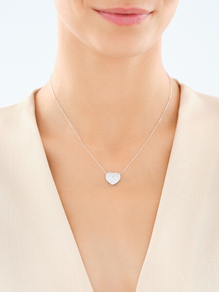 Rhodium Plated Silver Pendant with Cubic Zirconia