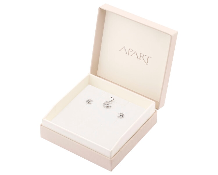 Rhodium Plated Silver Set with Cubic Zirconia