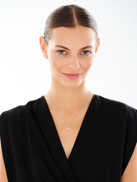 Rhodium Plated Silver Set with Cubic Zirconia