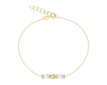 Zlatý náramek s perlami a zirkony