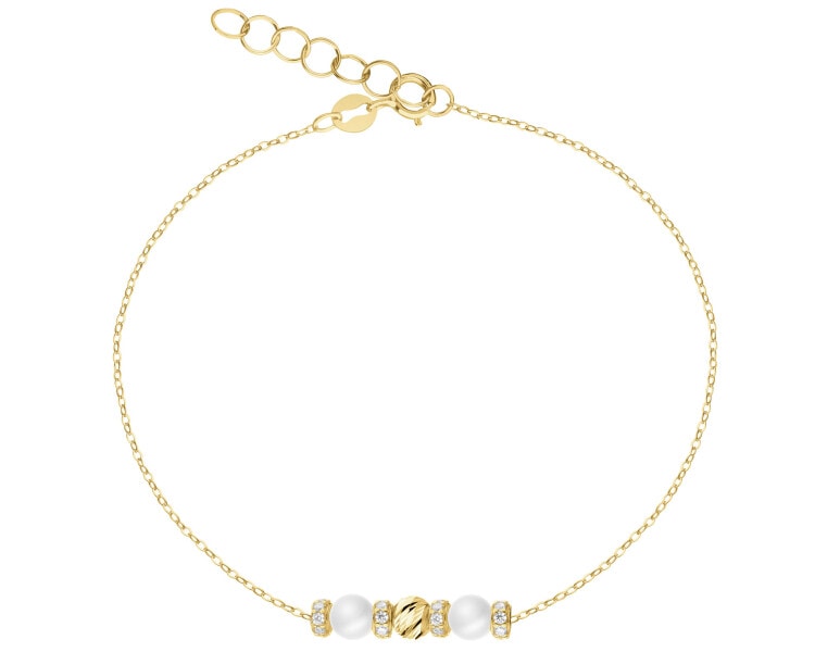 9 K Yellow Gold Bracelet with Pearl