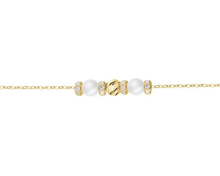 9 K Yellow Gold Bracelet with Pearl