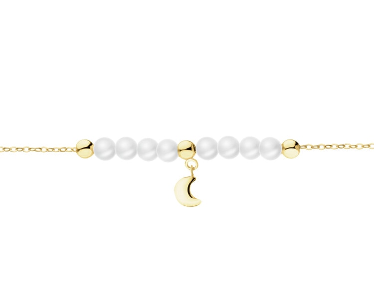 14 K Yellow Gold Bracelet with Pearl