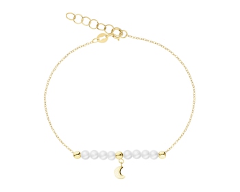 Złota bransoletka z perłami - Księżyc