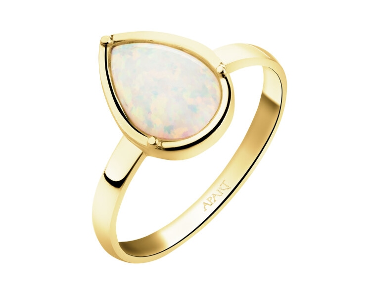 14 K Yellow Gold Ring with Opalite