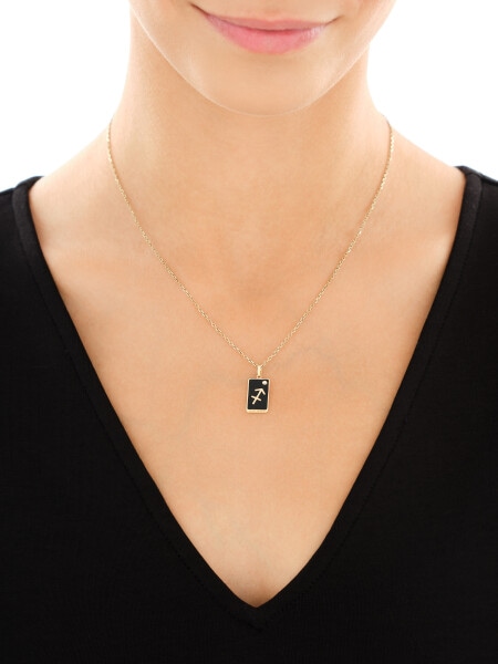 Złota zawieszka z emalią i cyrkonią - Strzelec