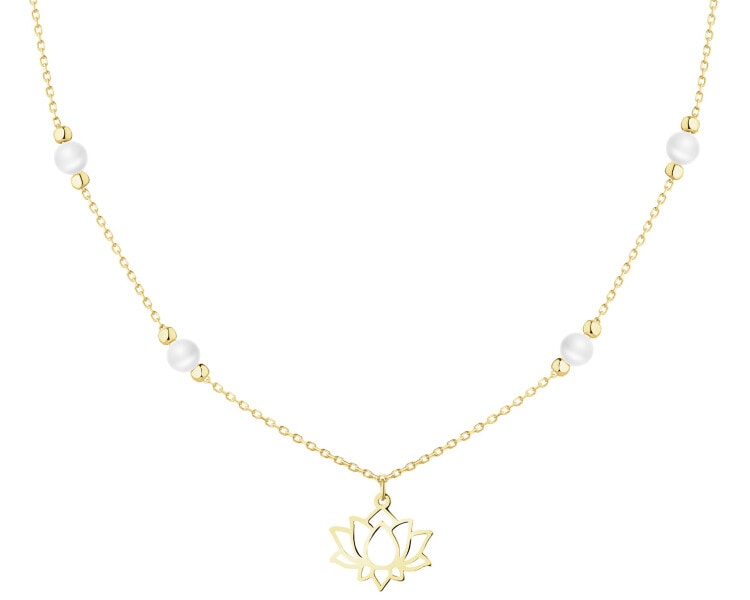14 K Yellow Gold Necklace with Pearl
