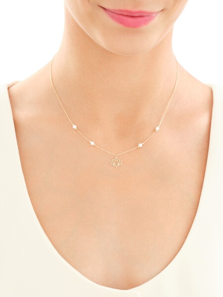14 K Yellow Gold Necklace with Pearl