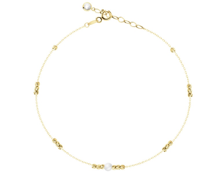 14 K Yellow Gold Bracelet with Pearl