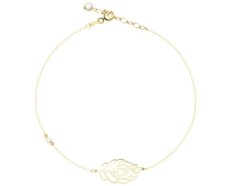 14 K Yellow Gold Bracelet with Pearl