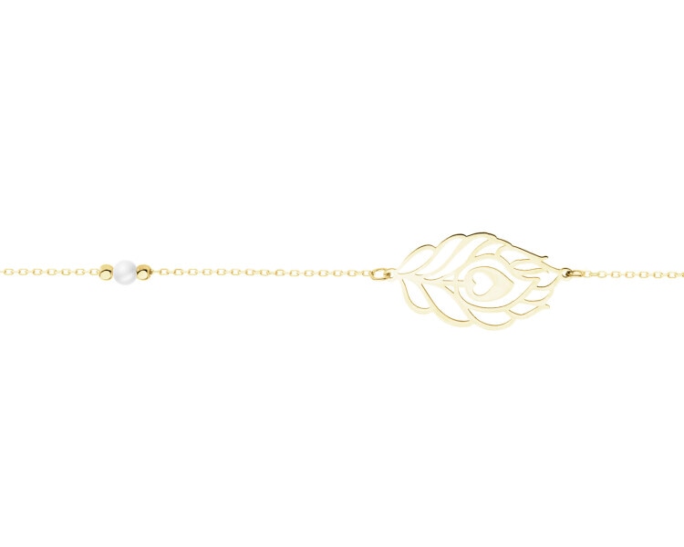 14 K Yellow Gold Bracelet with Pearl